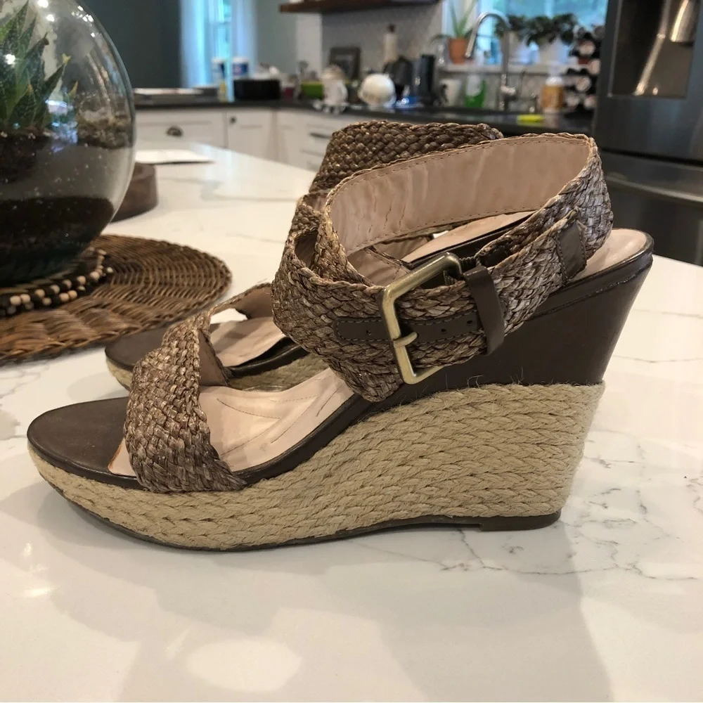 Andrew Geller Mix Womens Espadrille Wedge Sandal Size 9.5 Woven Ankle Strap Boho